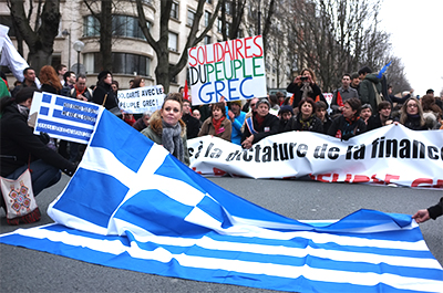 Manifestation de soutien à la Grèce, Paris, 2012. ©Aurore Chaillou/Revue Projet