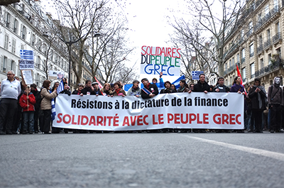 Manifestation de soutien à la Grèce, février 2012, Paris ©Aurore Chaillou/Revue Projet