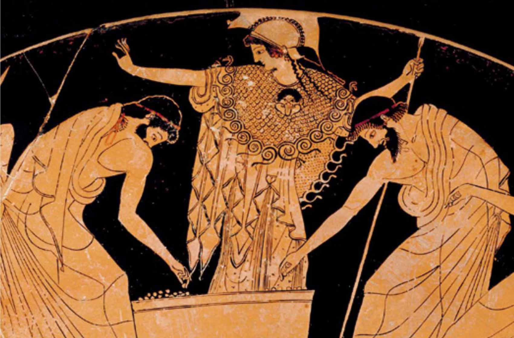 Scène de tirage au sort des dirigeants politiques d'Athènes. Coupe attique, vers 480 av. J.-C. Kunsthistorisches Museum, Vienne
