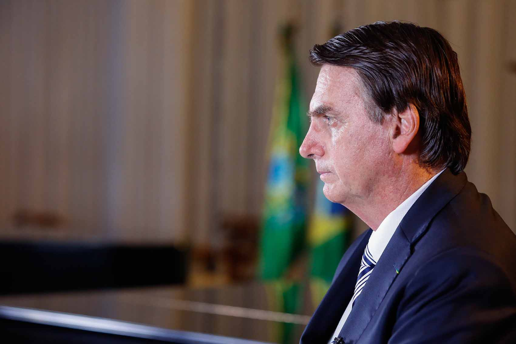 Allocution de Jair Bolsonaro le 19 février 2019 au Palais du Planalto. 
© Isac Nóbrega/PR/Flickr