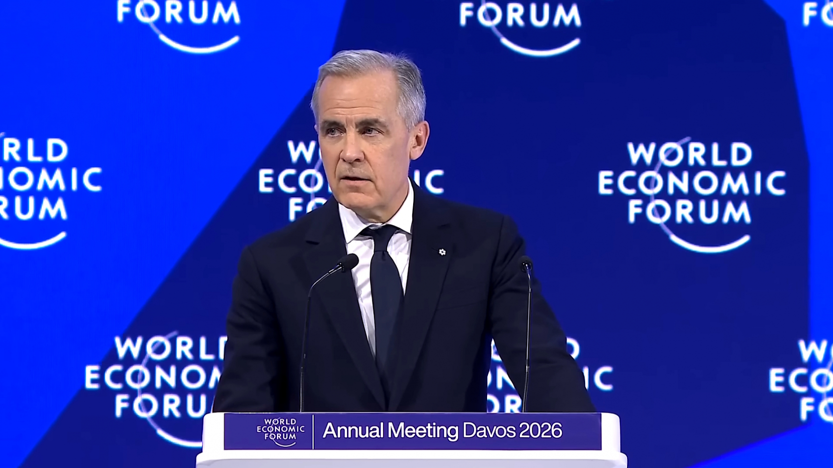 Mark Carney, Premier ministre canadien, au Forum économique mondial de 2026 à Davos. ©World Economic Forum/CC/Wikimedia