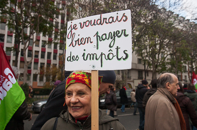 Manifestation pour un impôt juste, décembre 2013, Paris ©Aurore Chaillou/Revue Projet