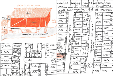 Plan du quartier Tabora Alta, au sud de Bogotá, dessiné par un habitant. ©Caroline Motta, 2015